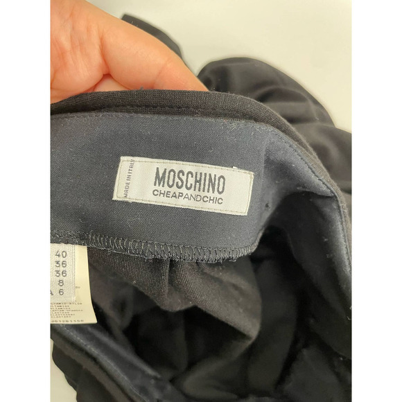Moschino Cheap and Chic Black Pleated Straight Skirt Knee Length Size 40 / US 6 - Picture 5 of 7
